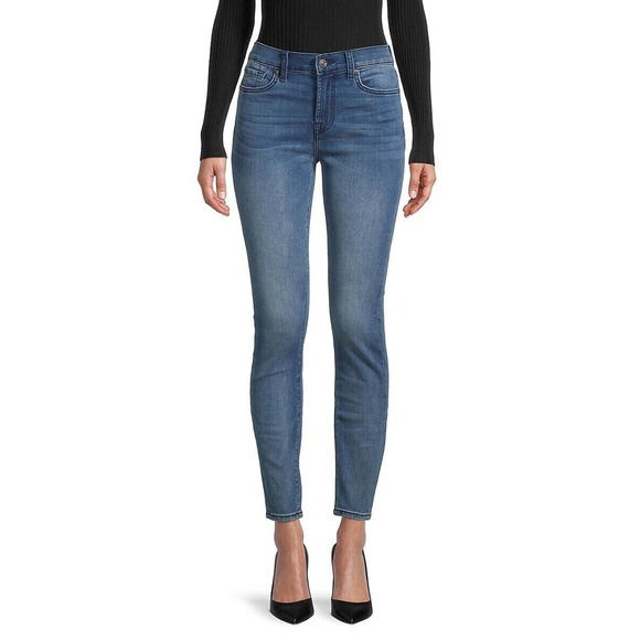 7 for All Mankind Gwenevere Squiggle Faded Jeans Cheyenne Women's 27 (4) - Picture 1 of 7